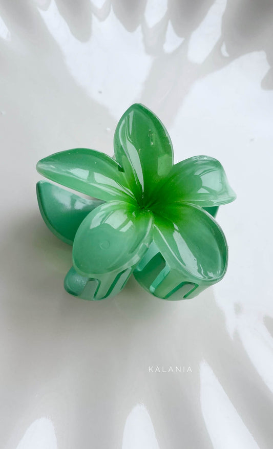 HAIR CLIPS FLORES HAWAIANA VERDE MEDIANA