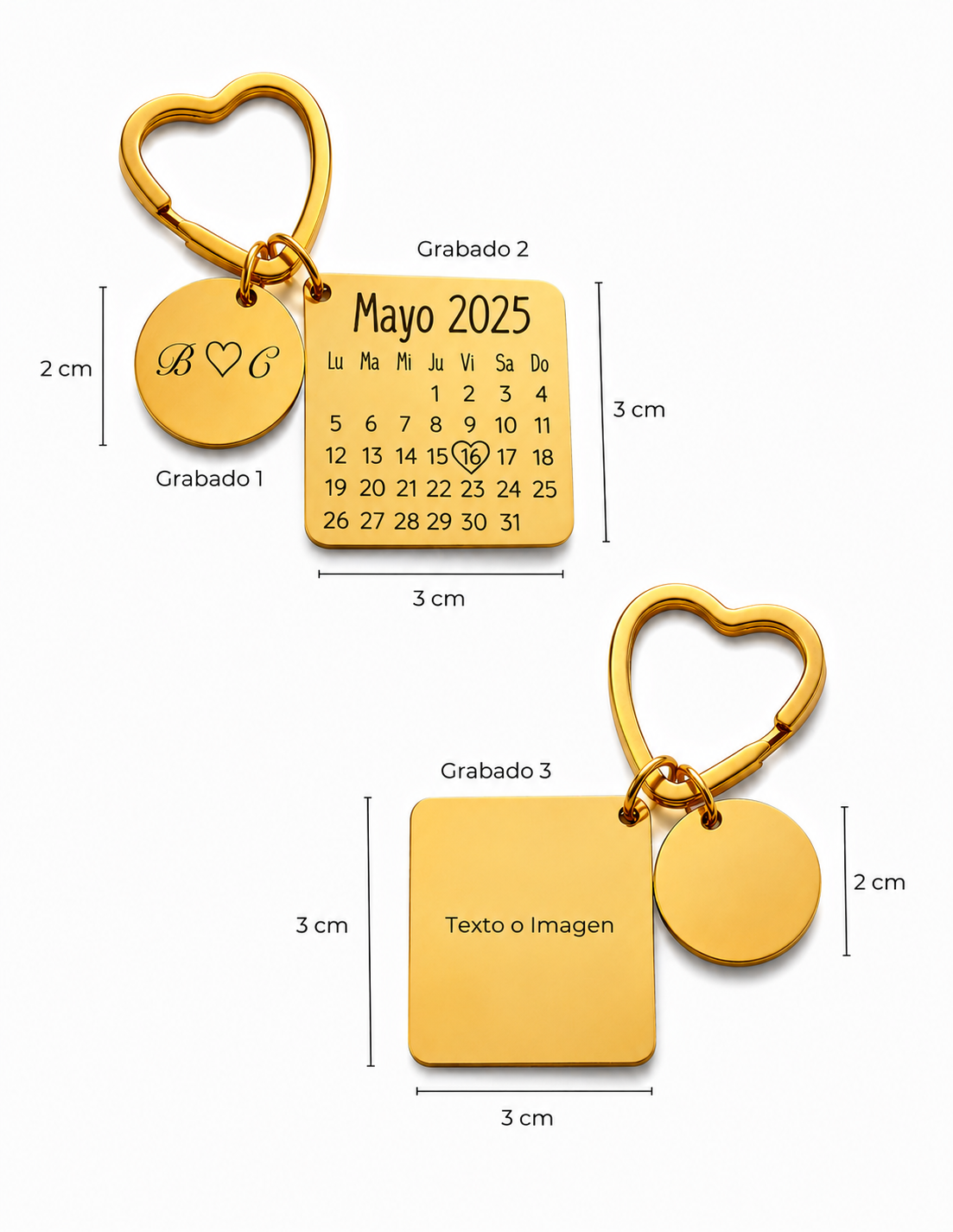 LLAVERO CALENDARIO PERSONALIZADO CORAZÓN