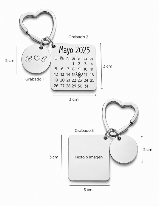 LLAVERO CALENDARIO PERSONALIZADO CORAZÓN