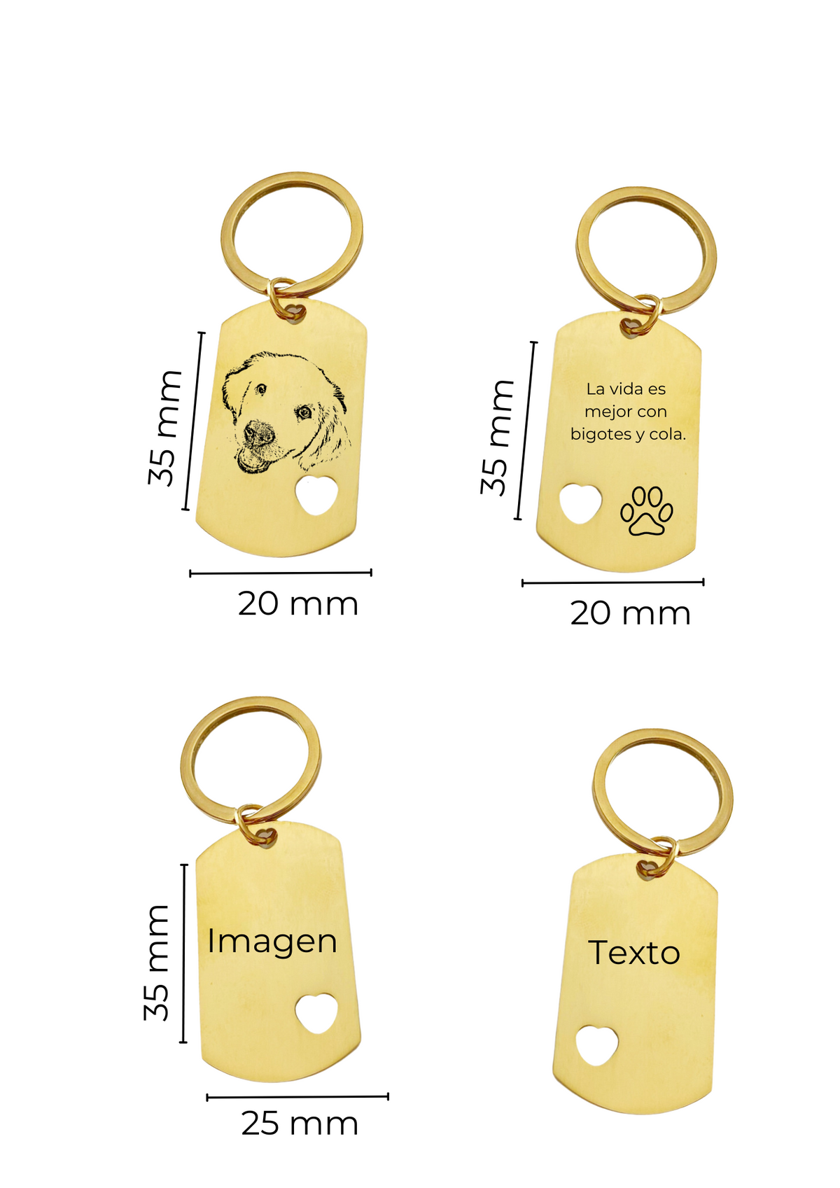 LLAVERO  PERSONALIZADO RECTANGULAR CORAZÓN MINI