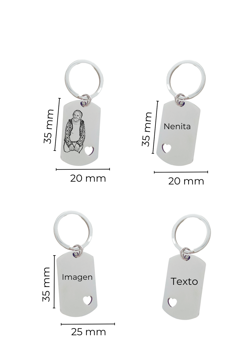 LLAVERO  PERSONALIZADO RECTANGULAR CORAZÓN MINI