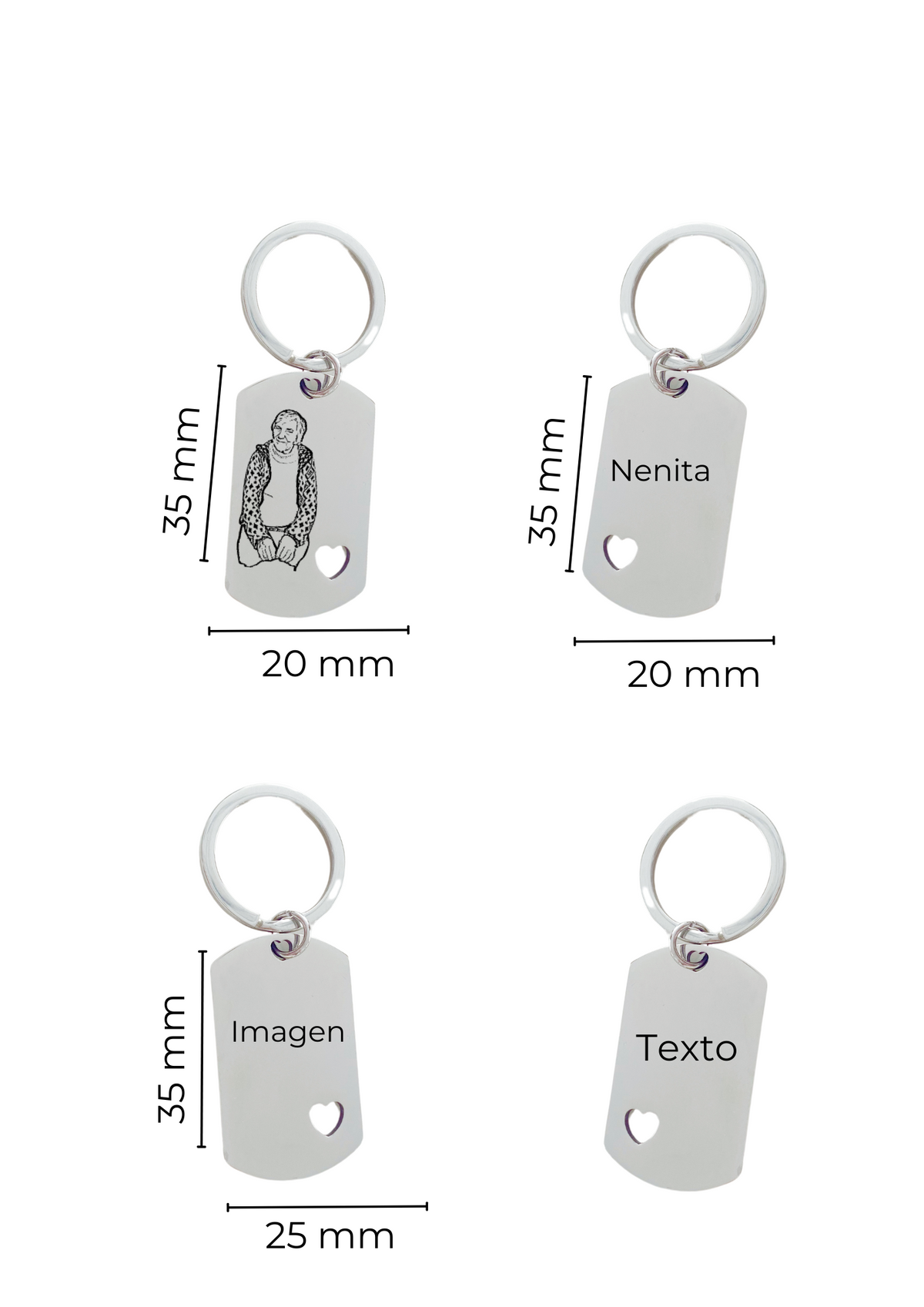 LLAVERO  PERSONALIZADO RECTANGULAR CORAZÓN MINI