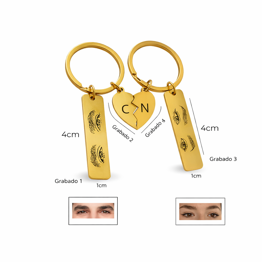 LLAVERO DUO MIRADA PERSONALIZADO RECTANGULAR