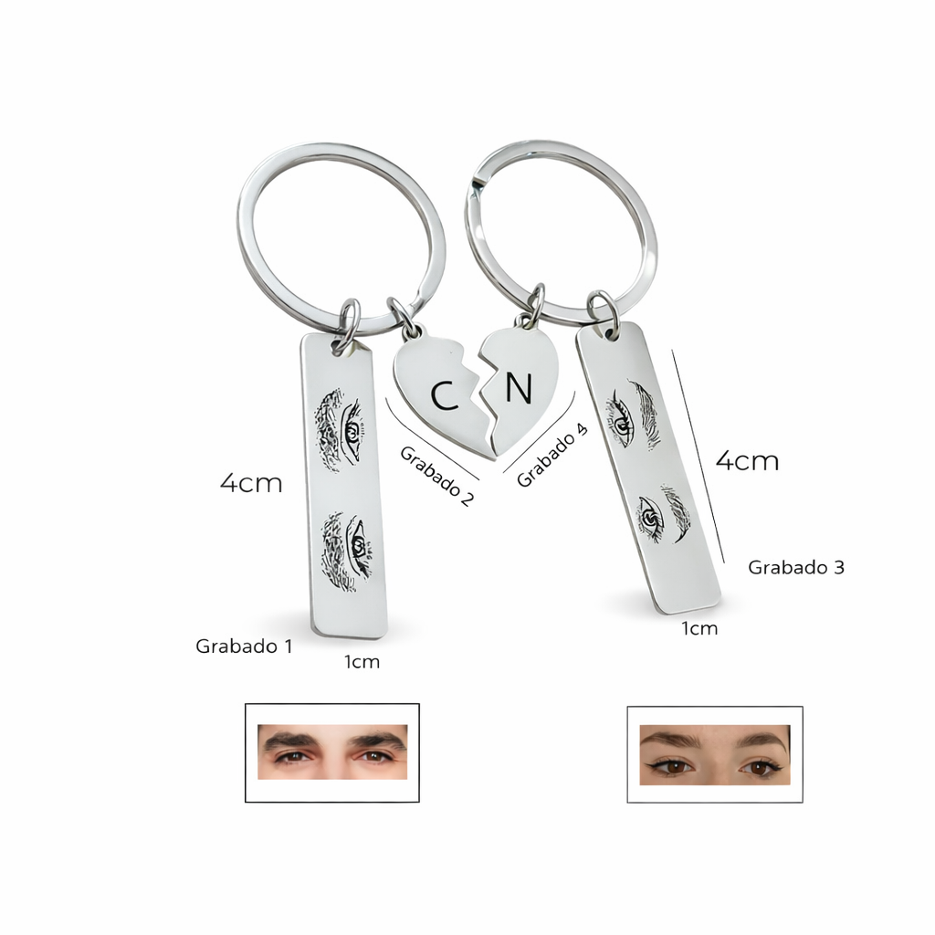 LLAVERO DUO MIRADA PERSONALIZADO RECTANGULAR