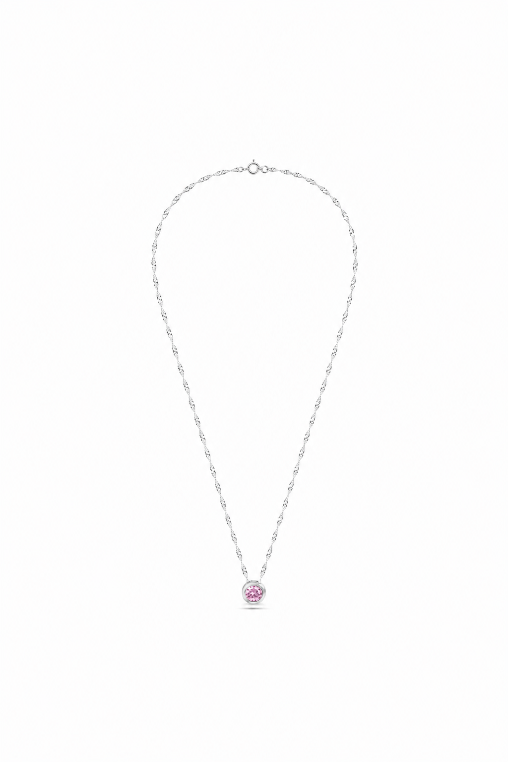 CADENA PUNTO DE LUZ CIRCULAR CIRCÓN ROSADO PLATA 925