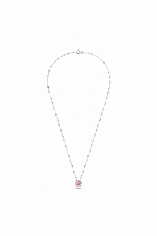 CADENA PUNTO DE LUZ CIRCULAR CIRCÓN ROSADO PLATA 925