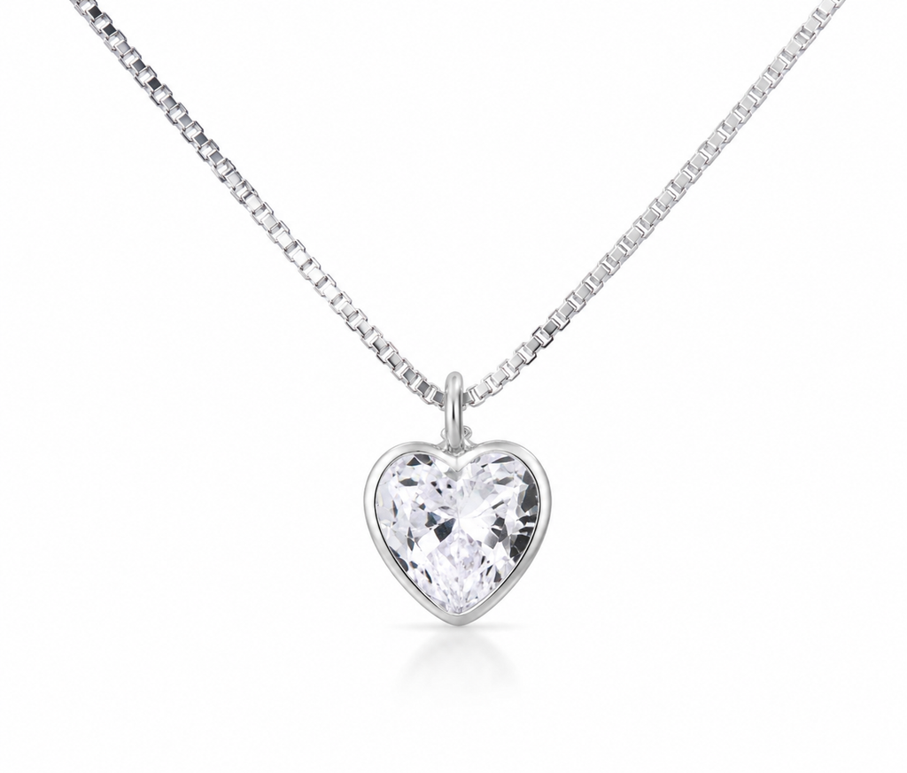CADENA PUNTO DE LUZ CORAZÓN CIRCÓN PLATA 925