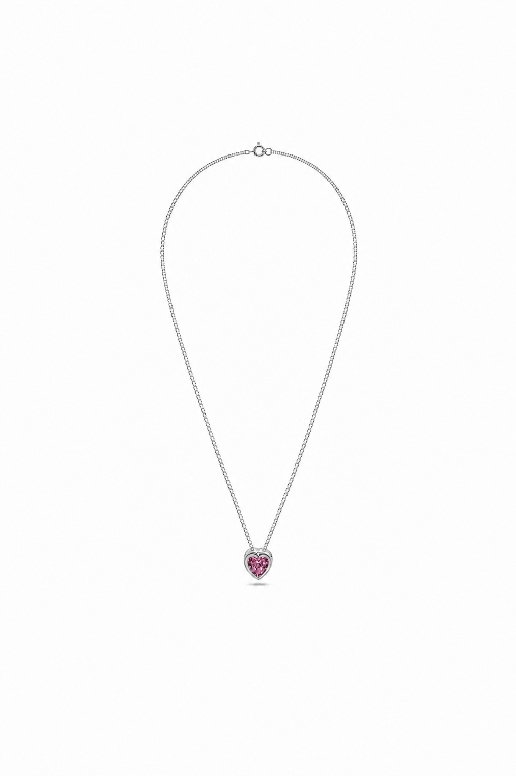 CADENA PUNTO DE LUZ CORAZÓN CIRCÓN ROSADO II PLATA 925
