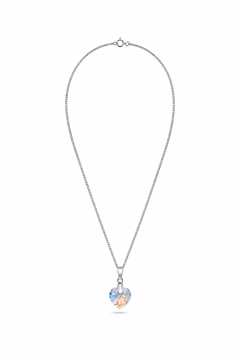 CADENA PUNTO DE LUZ CORAZÓN TORNASOL PLATA 925