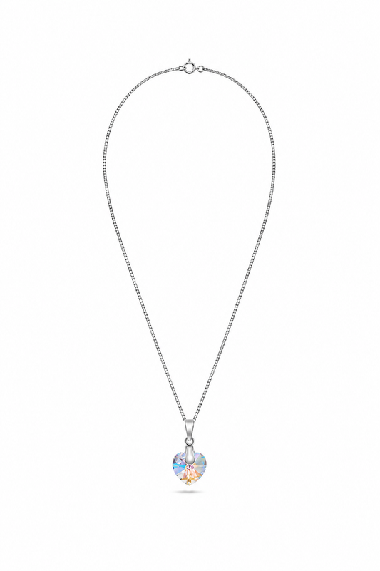 CADENA PUNTO DE LUZ CORAZÓN TORNASOL PLATA 925