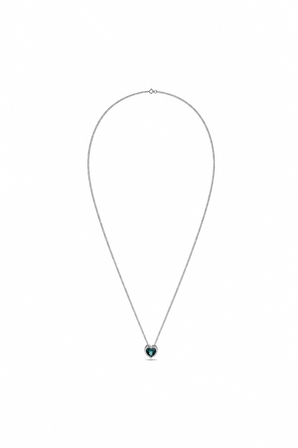CADENA PUNTO DE LUZ CORAZÓN CIRCÓN VERDEI PLATA 925