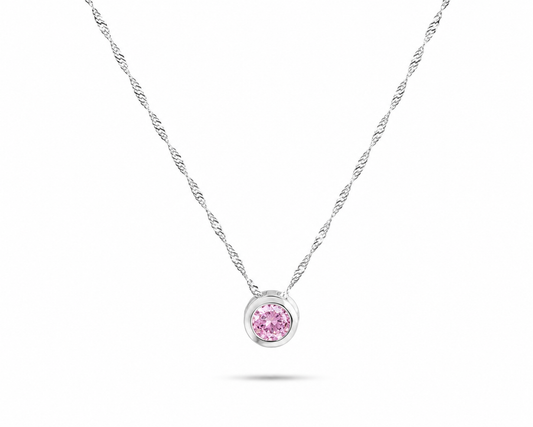 CADENA PUNTO DE LUZ CIRCULAR CIRCÓN ROSADO PLATA 925