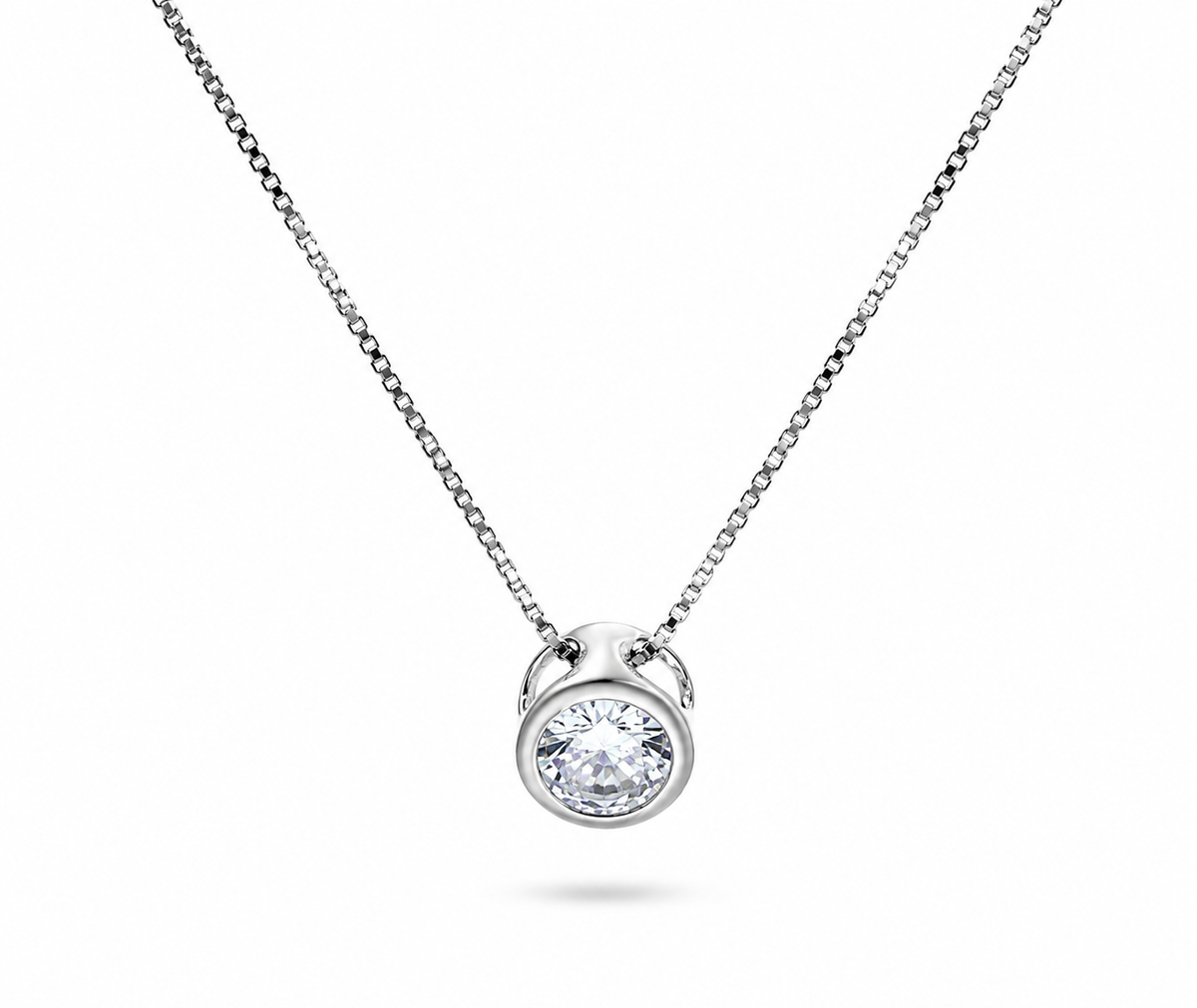 CADENA PUNTO DE LUZ CIRCULAR CIRCÓN PLATA 925