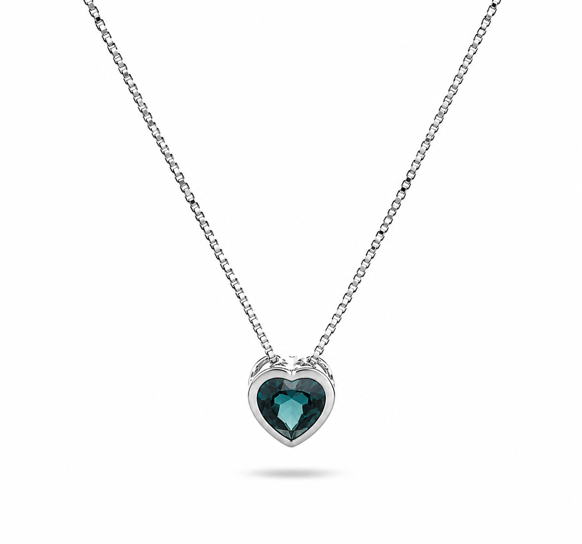 CADENA PUNTO DE LUZ CORAZÓN CIRCÓN VERDEI PLATA 925