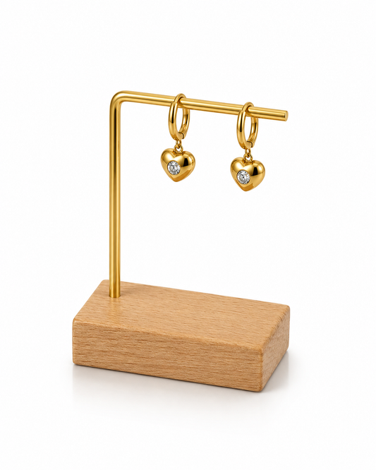ARGOLLAS PEQUEÑAS CORAZÓN 14MM DORADO