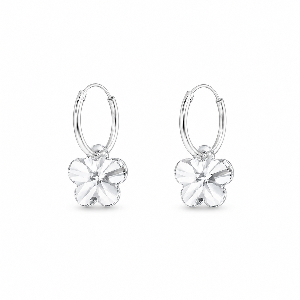 ARGOLLAS FLOR CRISTAL 16MM PLATA 925
