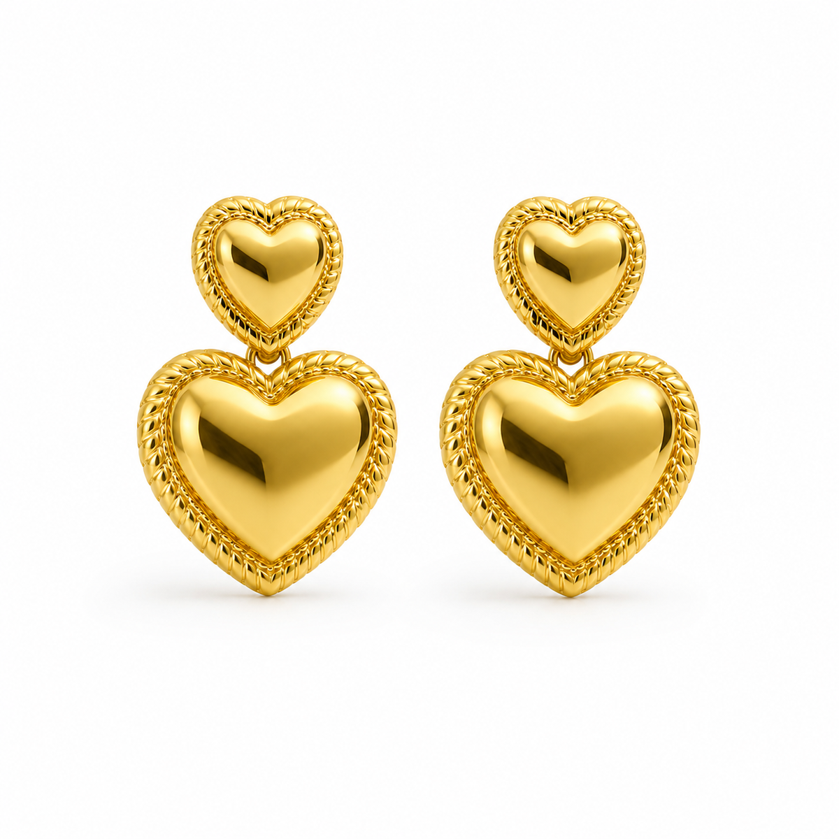 AROS CORAZÓN DOBLE DORADO