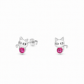 AROS GATITO RUBÍ PLATA 925