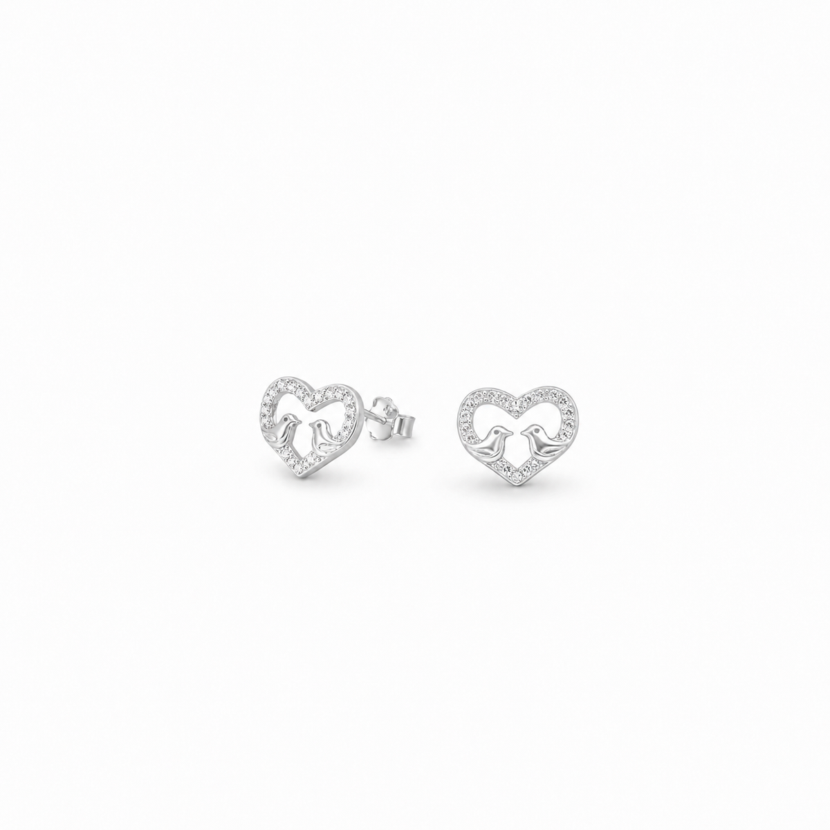 AROS DUO PAJARITOS CIRCONES PLATA 925