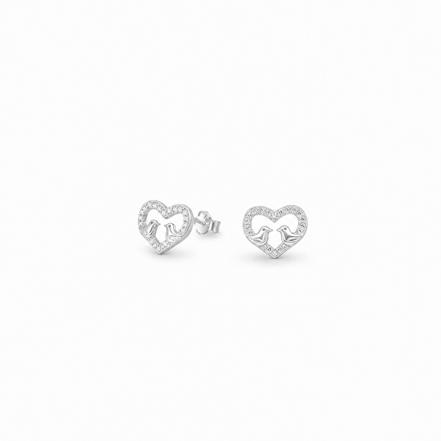 AROS DUO PAJARITOS CIRCONES PLATA 925