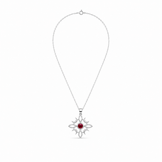 CADENA NUDO DE BRUJA RUBÍ  PLATA 925