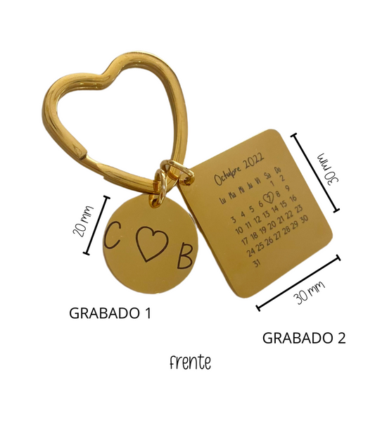 LLAVERO CALENDARIO PERSONALIZADO CORAZÓN