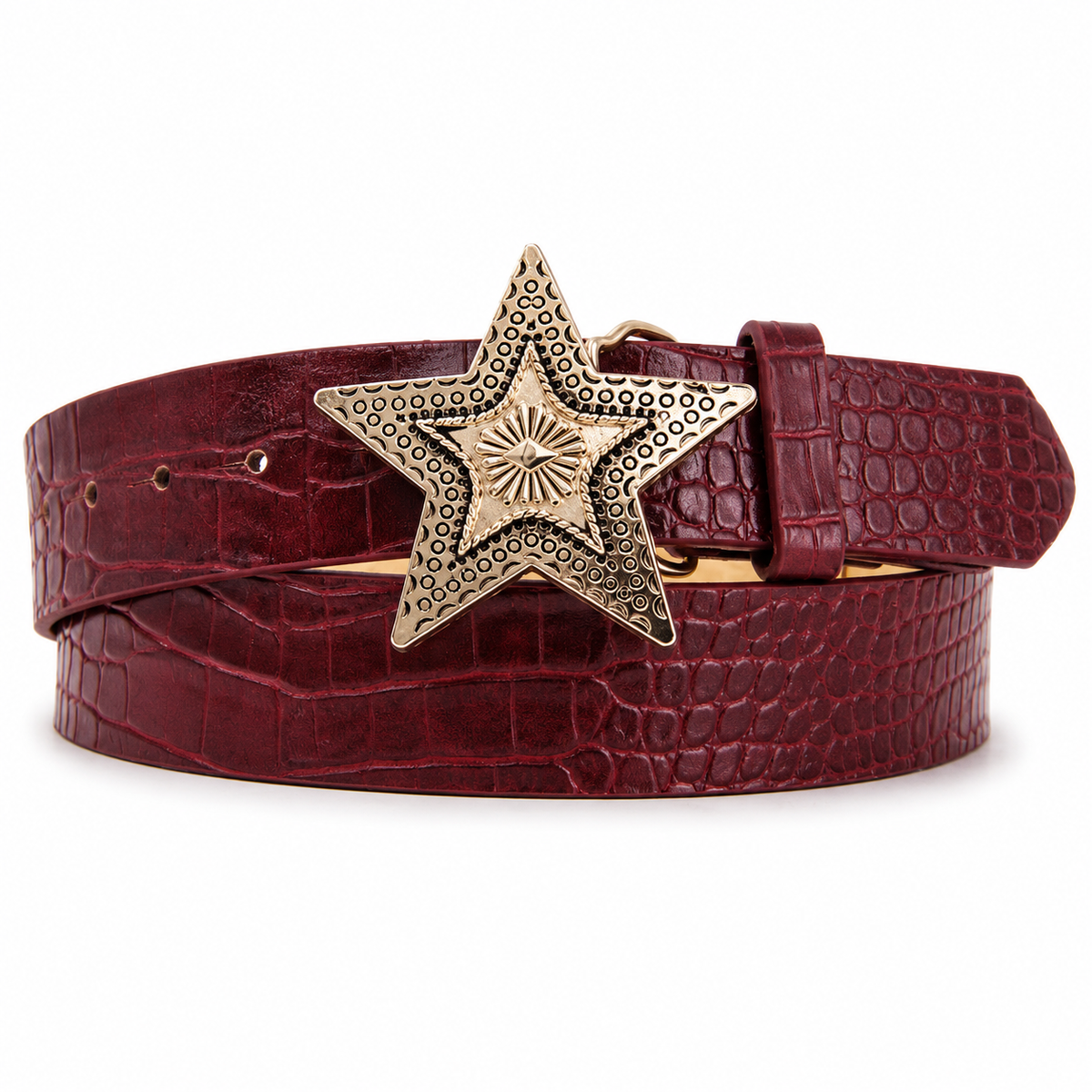 CINTURÓN ESTRELLA BURDEO DORADO