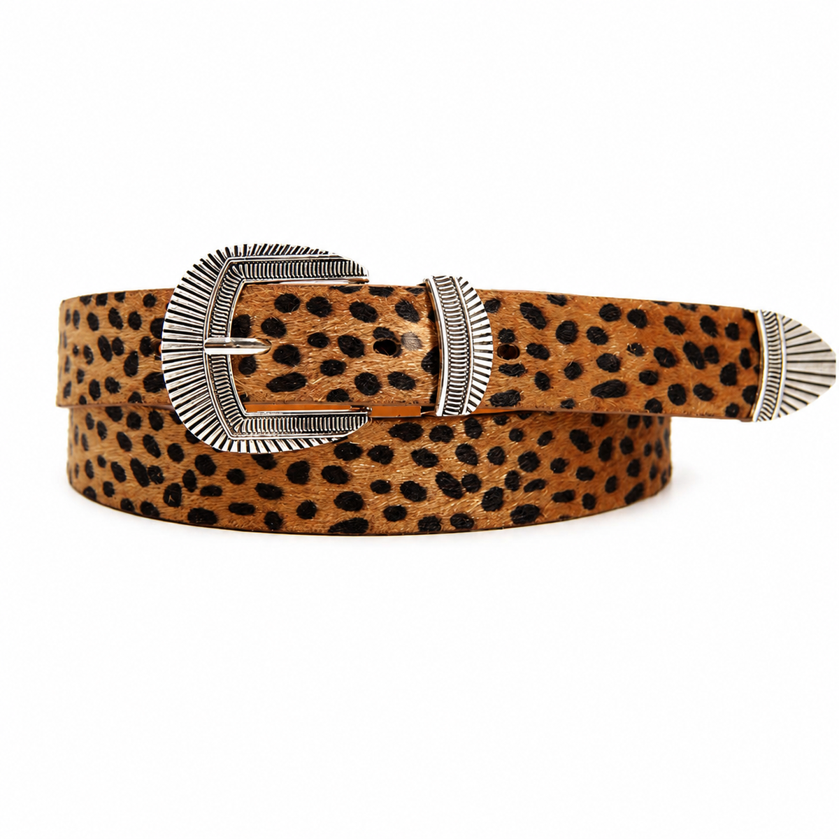 CINTURÓN BAS ANIMAL PRINT PLATEADO