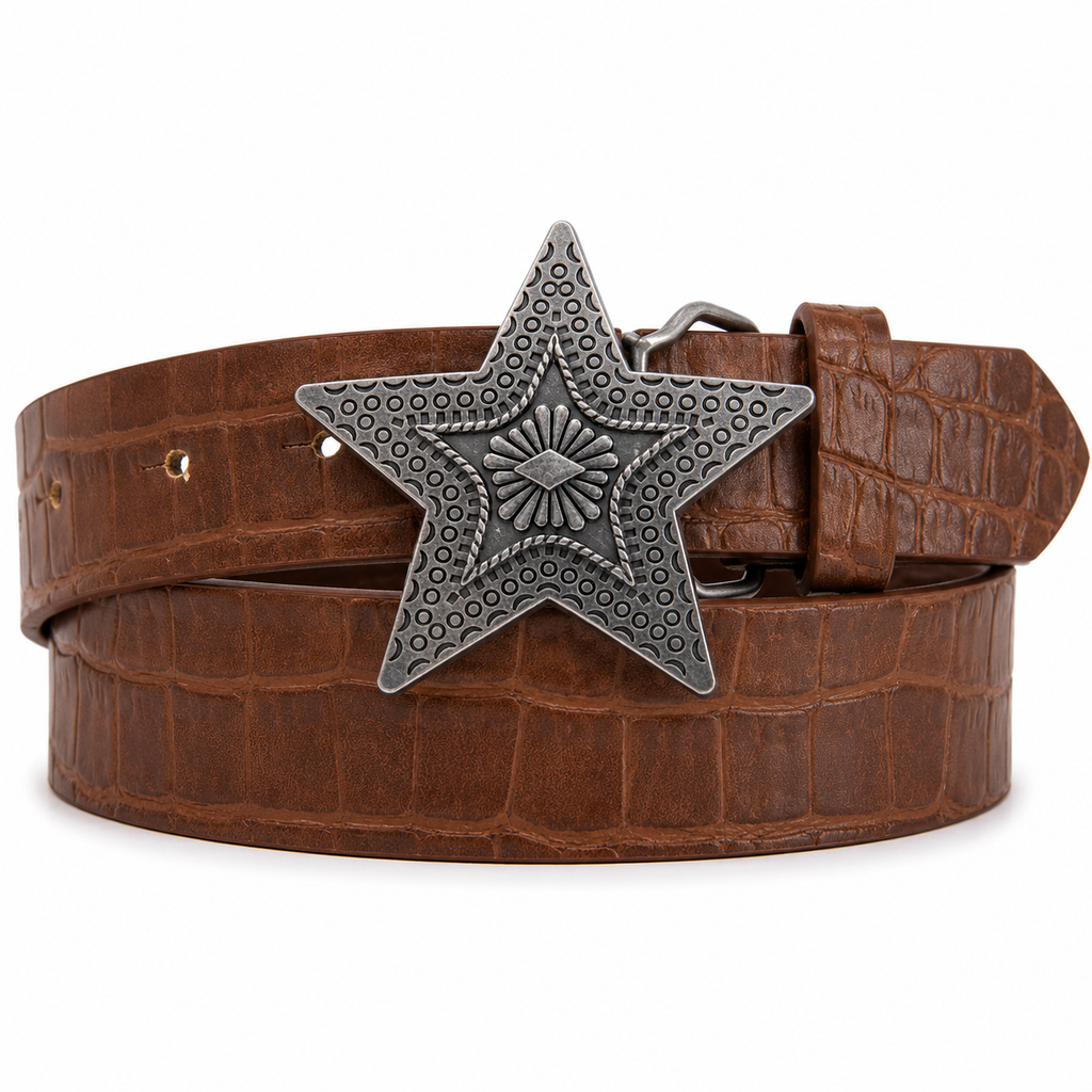 CINTURÓN ESTRELLA CAFÉ PLATEADO