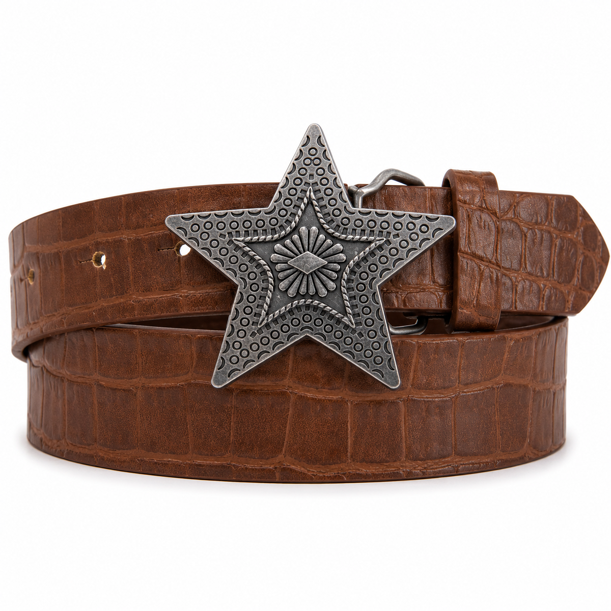 CINTURÓN ESTRELLA CAFÉ PLATEADO