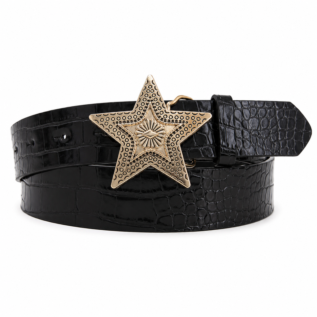 CINTURÓN ESTRELLA NEGRO DORADO