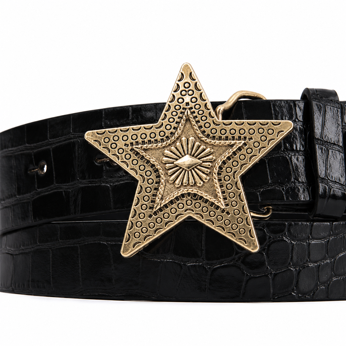 CINTURÓN ESTRELLA NEGRO DORADO