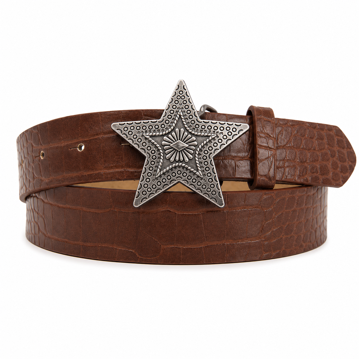 CINTURÓN ESTRELLA CAFÉ PLATEADO