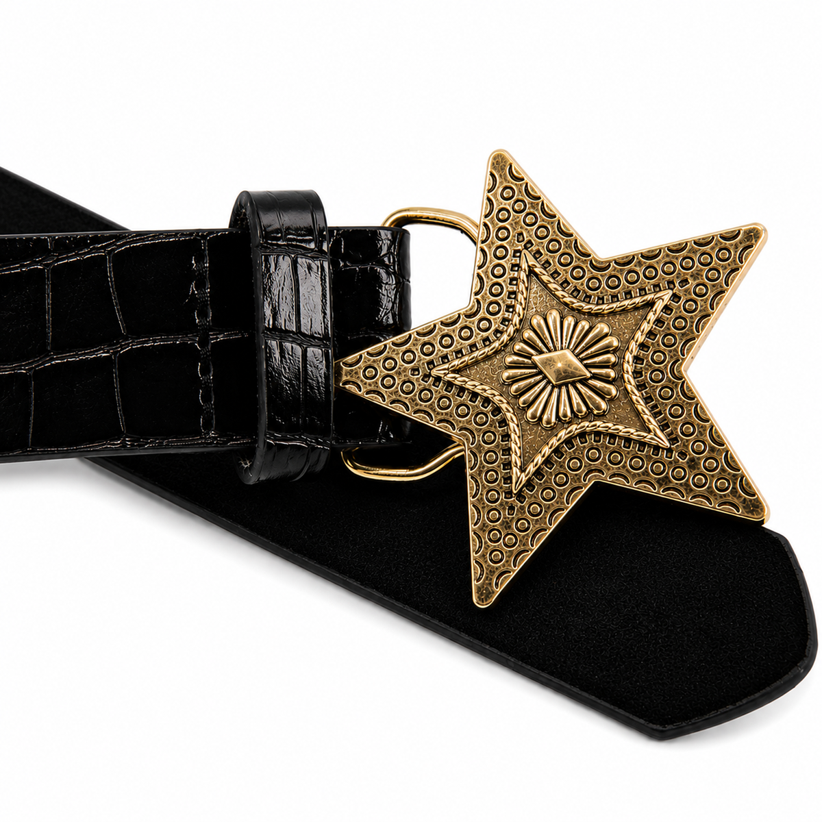 CINTURÓN ESTRELLA NEGRO DORADO