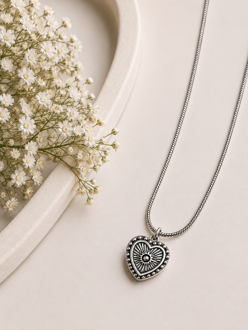 CADENA CORAZÓN MINI PLATEADO
