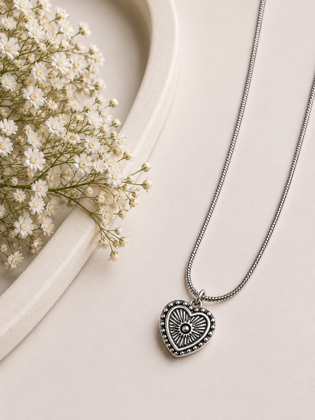 CADENA CORAZÓN MINI PLATEADO
