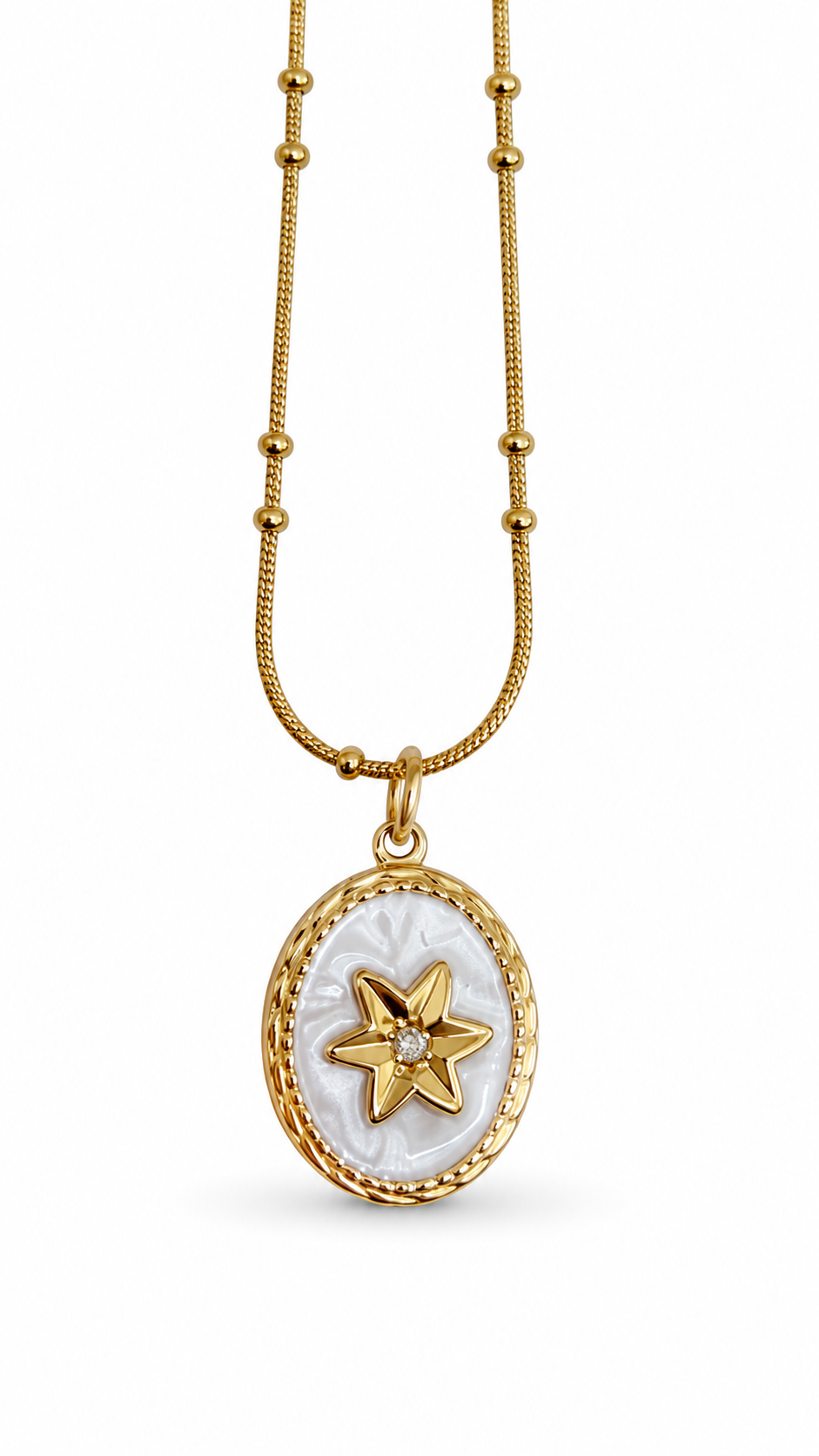CADENA ESTRELLA DORADO BLANCO