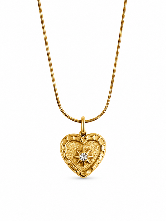 CADENA CORAZÓN BRILLO DORADO