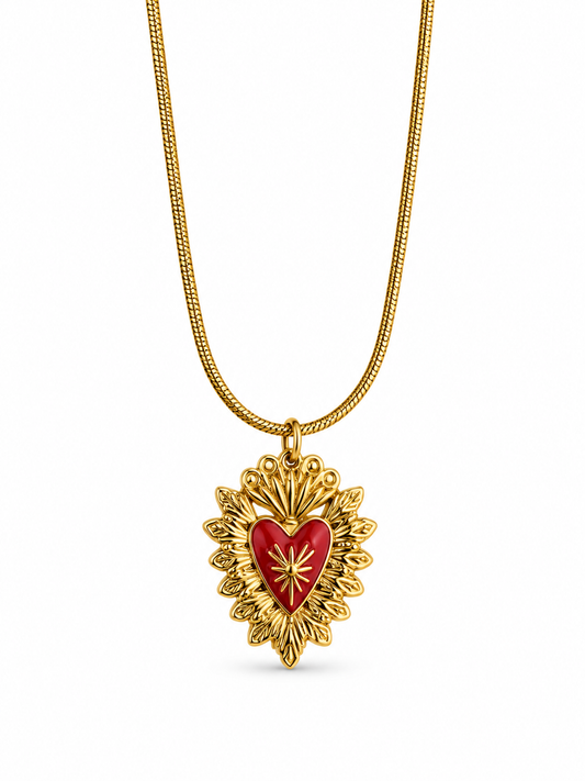 CADENA CORAZÓN DETENTE II ROJO DORADO