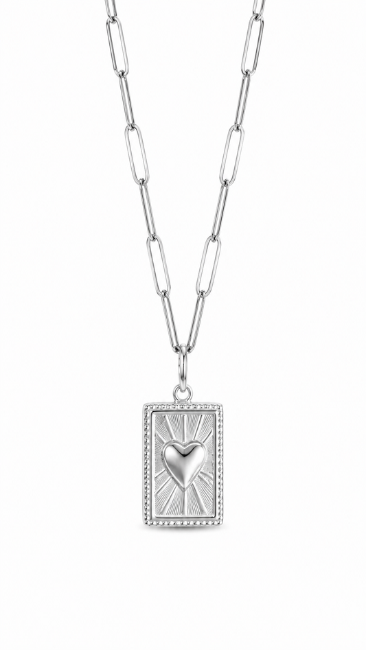 CADENA CORAZÓN PLATEADO III