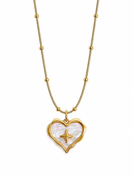 CADENA CORAZÓN ESTRELLA DORADO