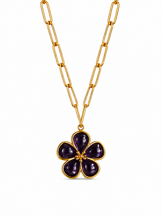 CADENA FLOR MORADO DORADO II