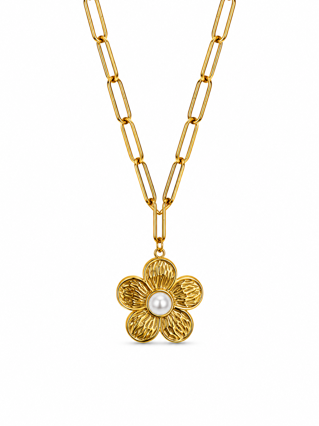CADENA FLOR PERLA DORADO