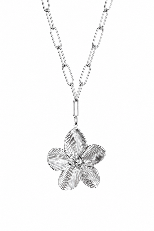 CADENA FLOR PLATEADO