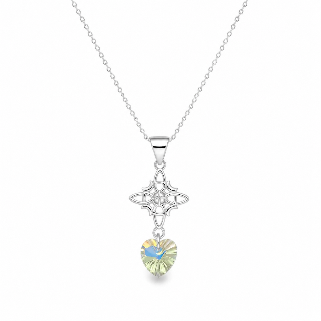 CADENA NUDO DE BRUJA CORAZÓN CRISTAL SWAROVSKI PLATA 925