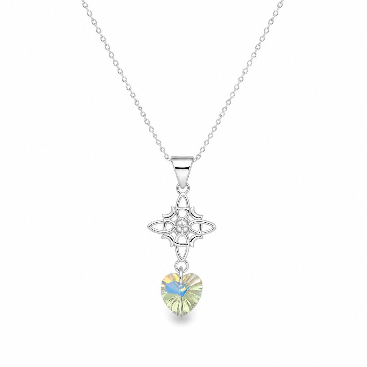 CADENA NUDO DE BRUJA CORAZÓN CRISTAL SWAROVSKI PLATA 925