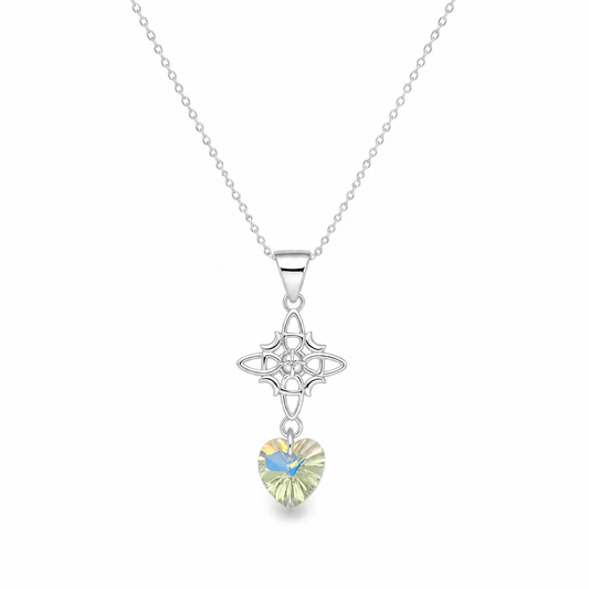 CADENA NUDO DE BRUJA CORAZÓN CRISTAL SWAROVSKI PLATA 925