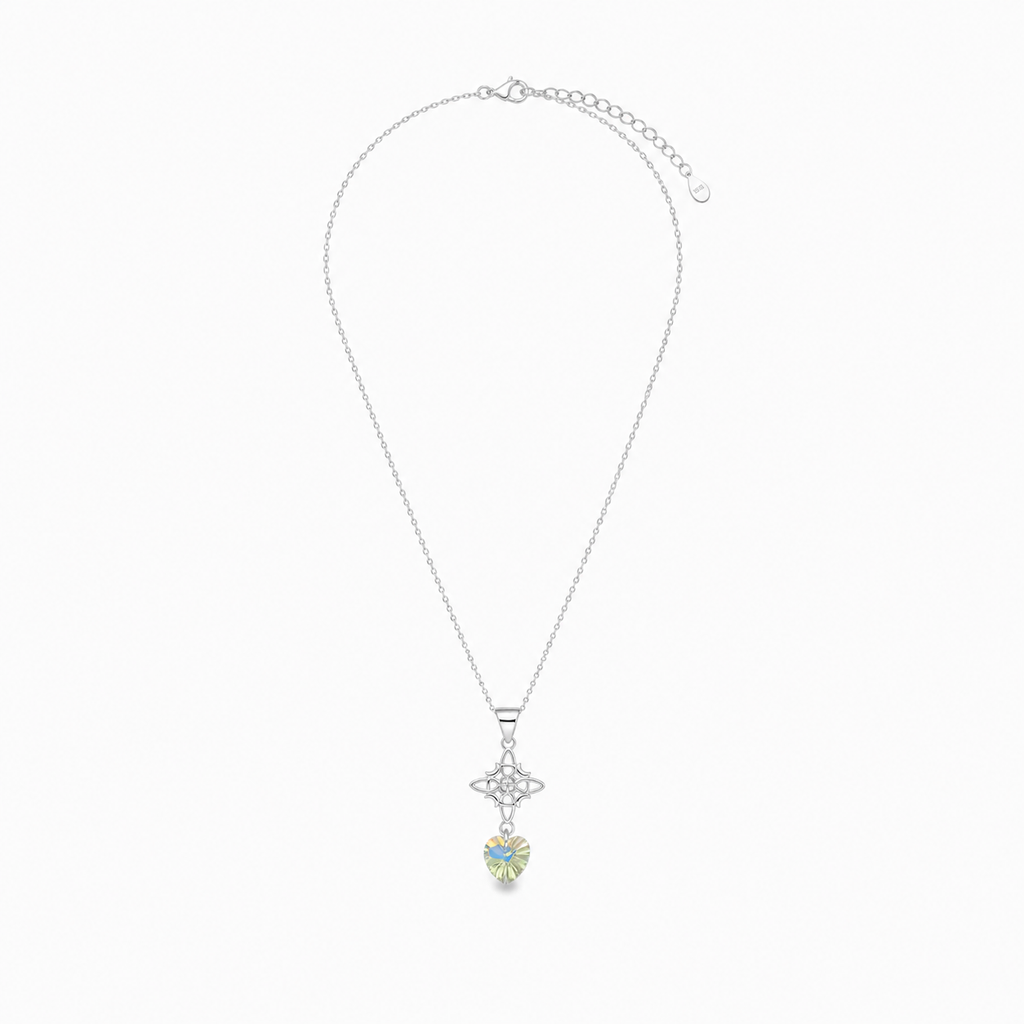CADENA NUDO DE BRUJA CORAZÓN CRISTAL SWAROVSKI PLATA 925