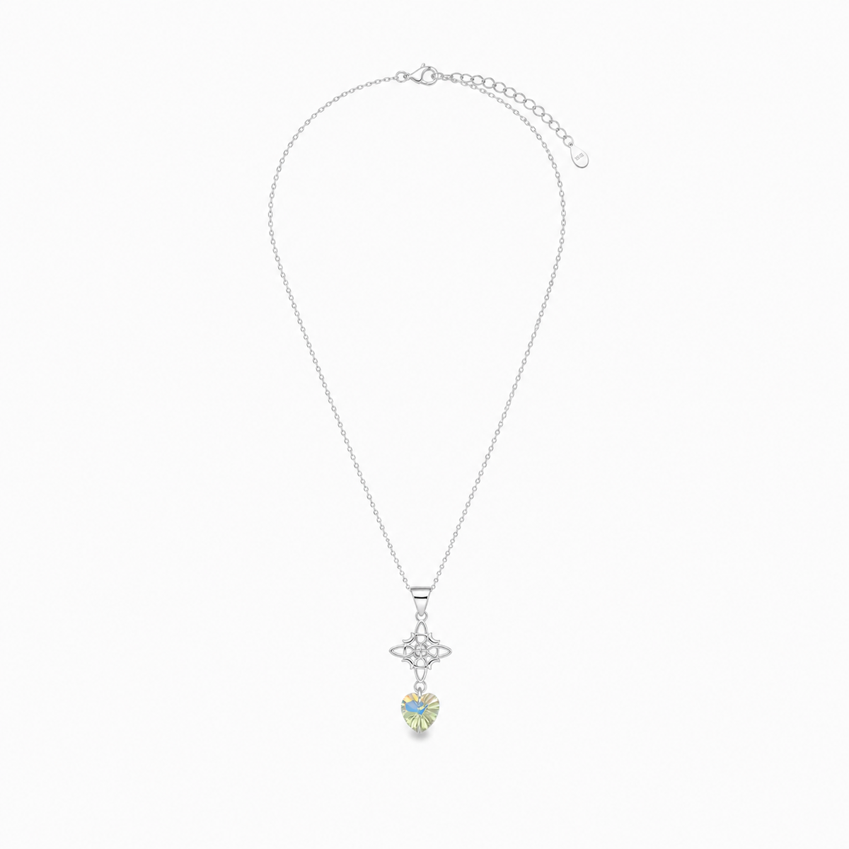 CADENA NUDO DE BRUJA CORAZÓN CRISTAL SWAROVSKI PLATA 925