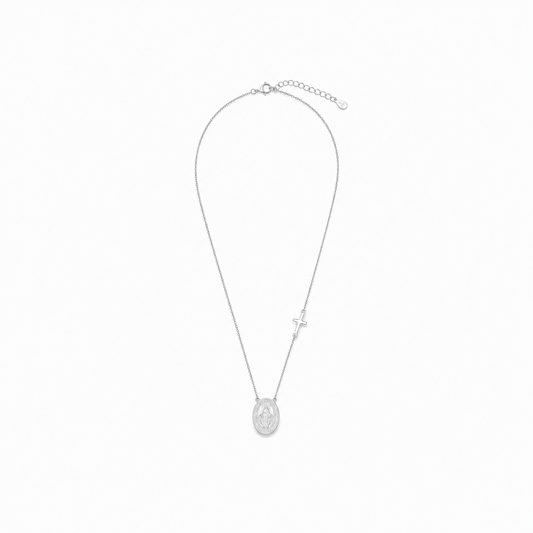 CADENA VIRGEN DE LOS RAYOS MILAGROSA CIRCONES PLATA 925